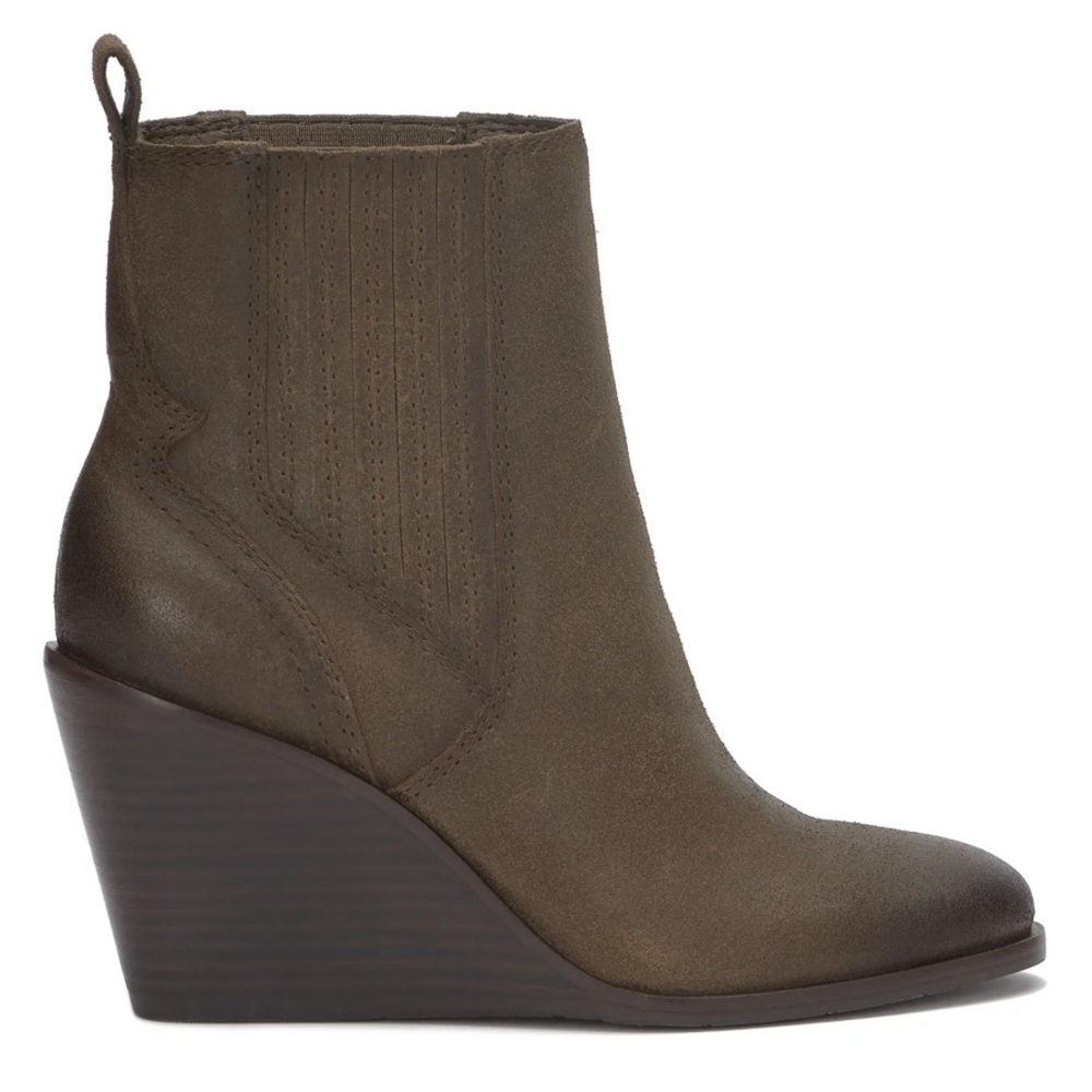 Lucky Brand Wilano Brown Leather Wedge Ankle Boots 8M